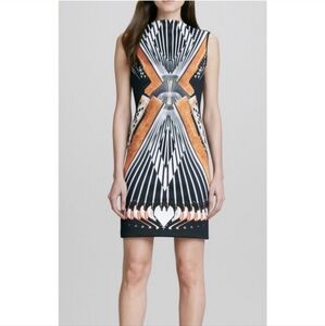 Clover Canyon Accordion Dress Orange Neoprene Scuba Bodycon Size XS New